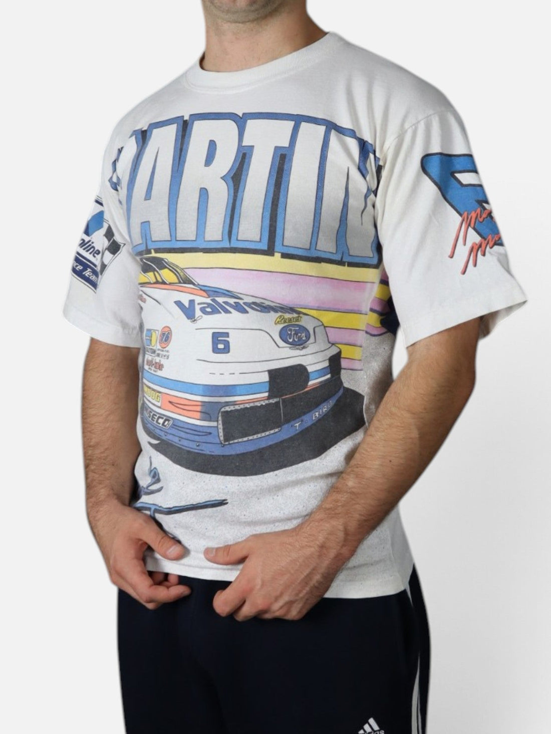 Vintage 1994 NASCAR Mark Martin Valvoline tee, worn back