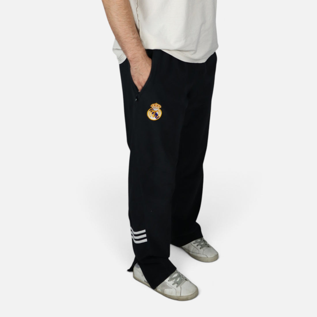 Vintage Early 2000s Adidas x Real Madrid Suede Trackpants | Black | Size M