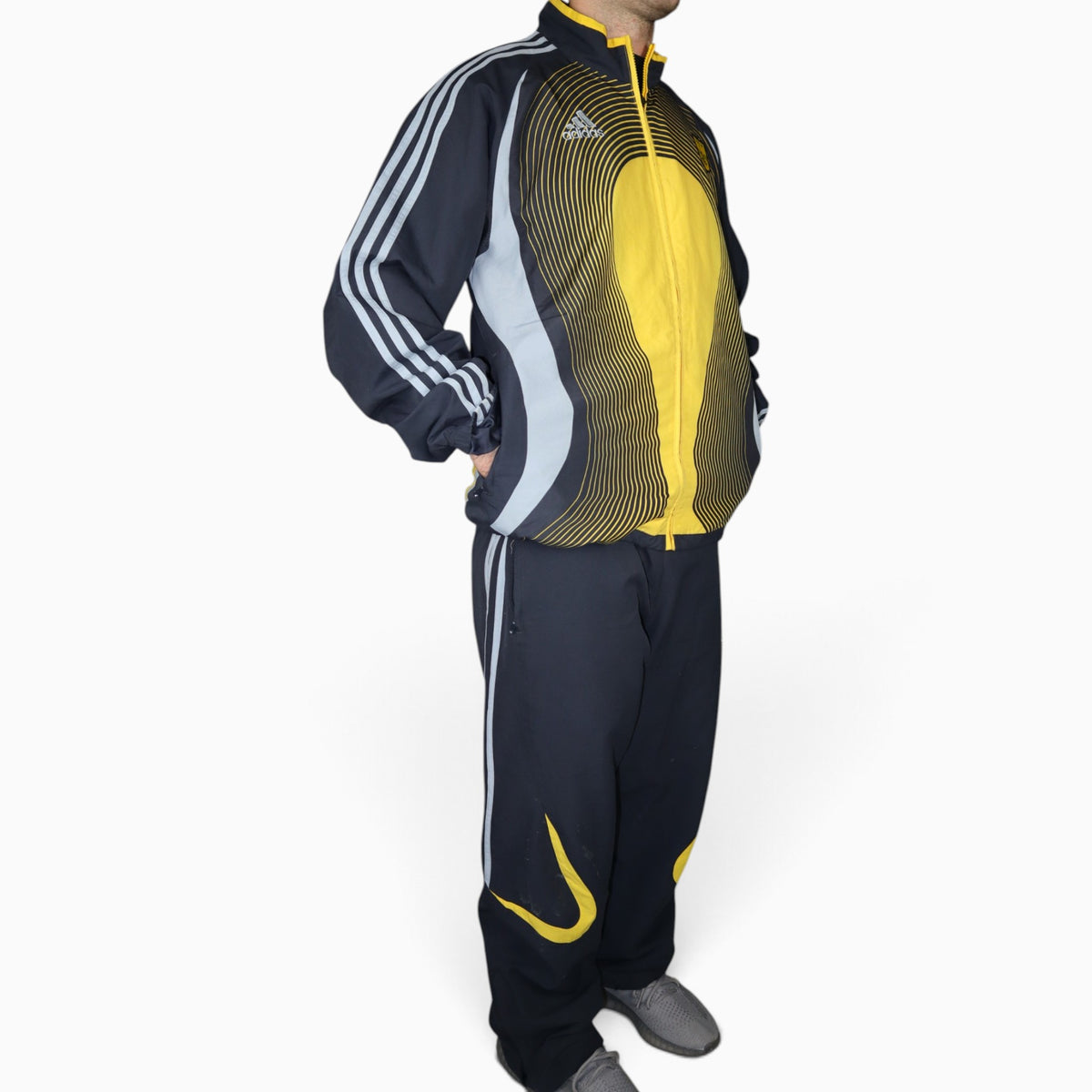 Vintage 2000s Adidas Aris Tracksuit Set | Black/Yellow/Grey | Size M