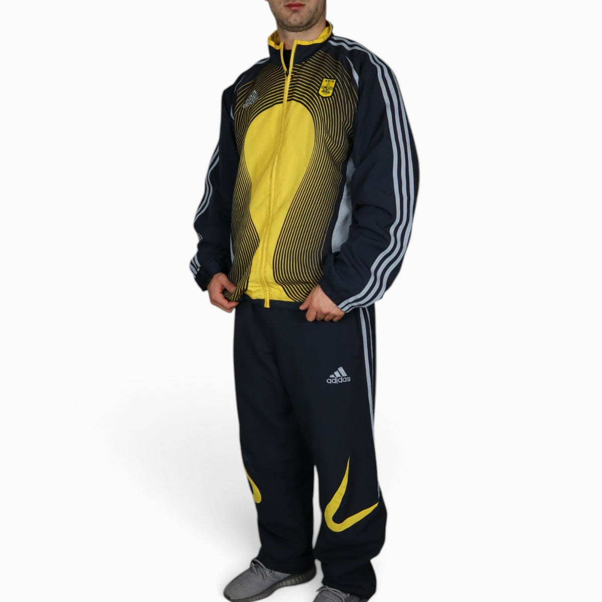 Vintage 2000s Adidas Aris Tracksuit Set | Black/Yellow/Grey | Size M