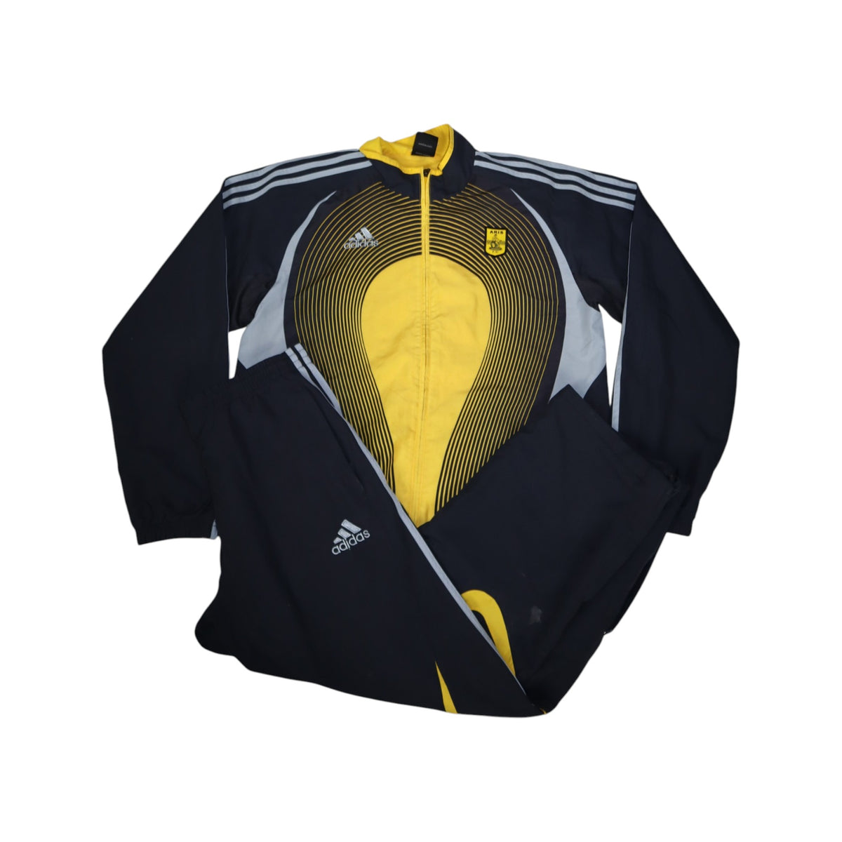 Vintage 2000s Adidas Aris Tracksuit Set | Black/Yellow/Grey | Size M