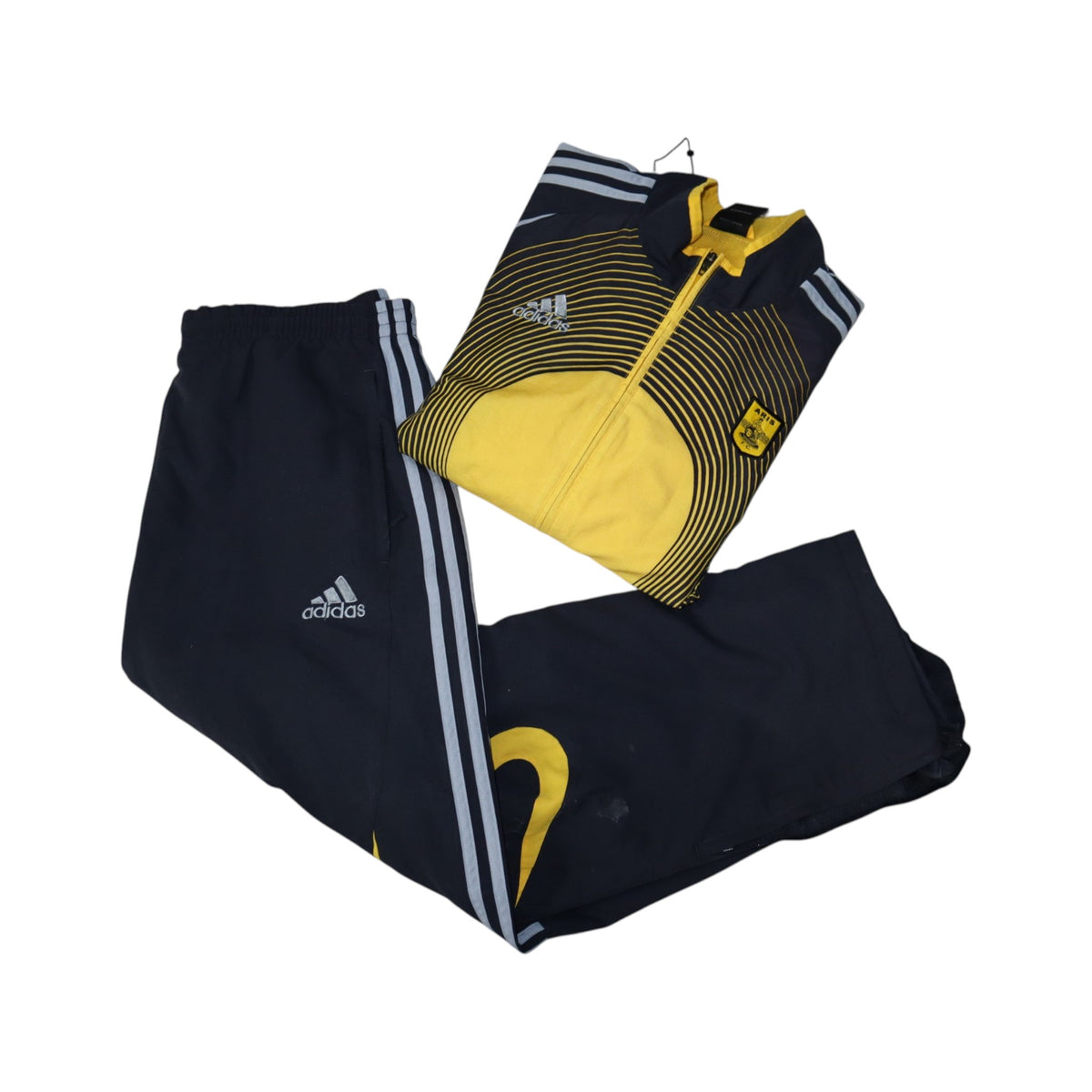 Vintage 2000s Adidas Aris Tracksuit Set | Black/Yellow/Grey | Size M