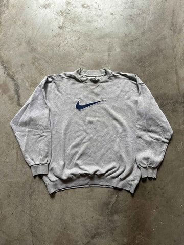 Nike Center swoosh Crewneck Grey (L) - Gods Thrift Athens