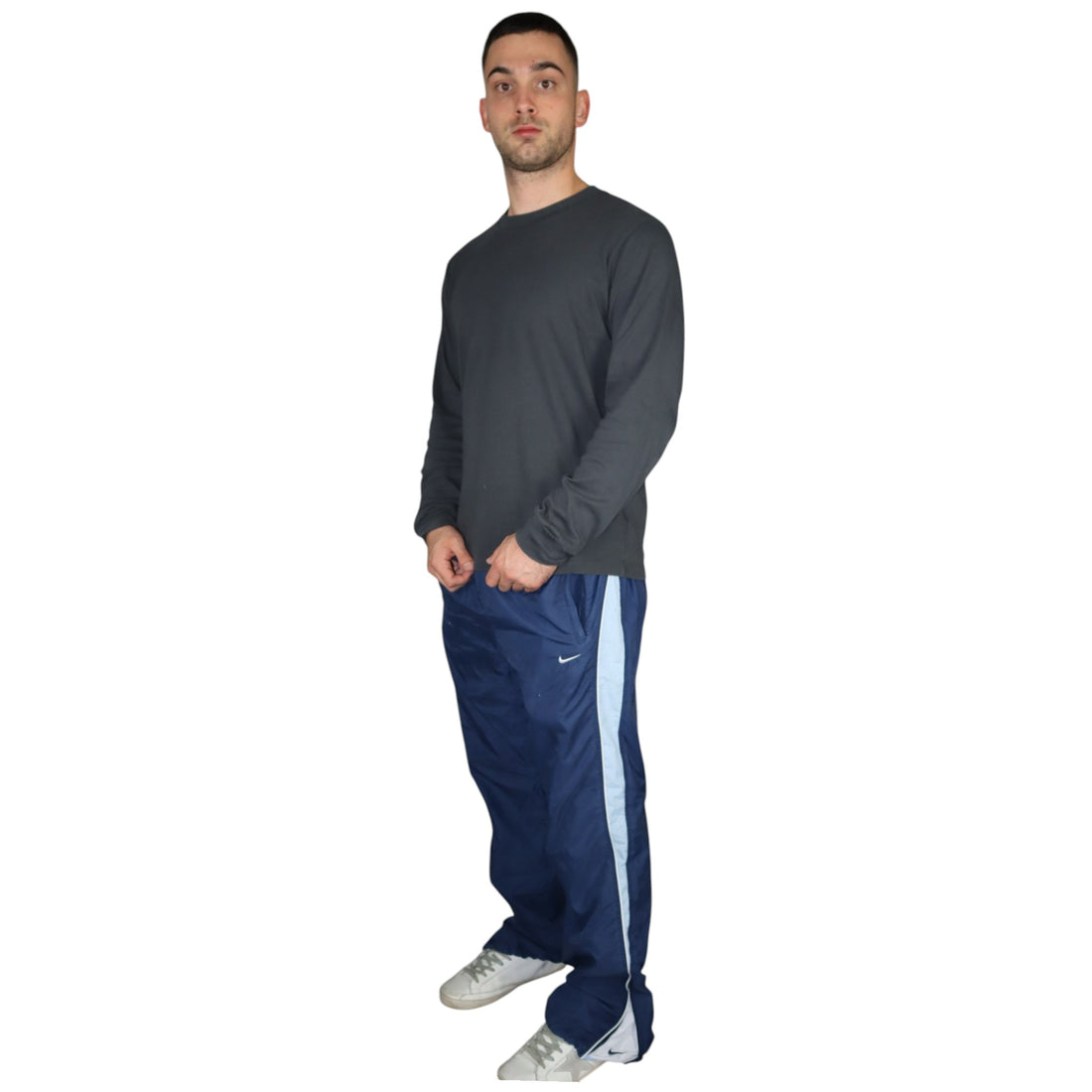 Vintage 2000s Nike Nylon Trackpants | Navy Blue | Size L