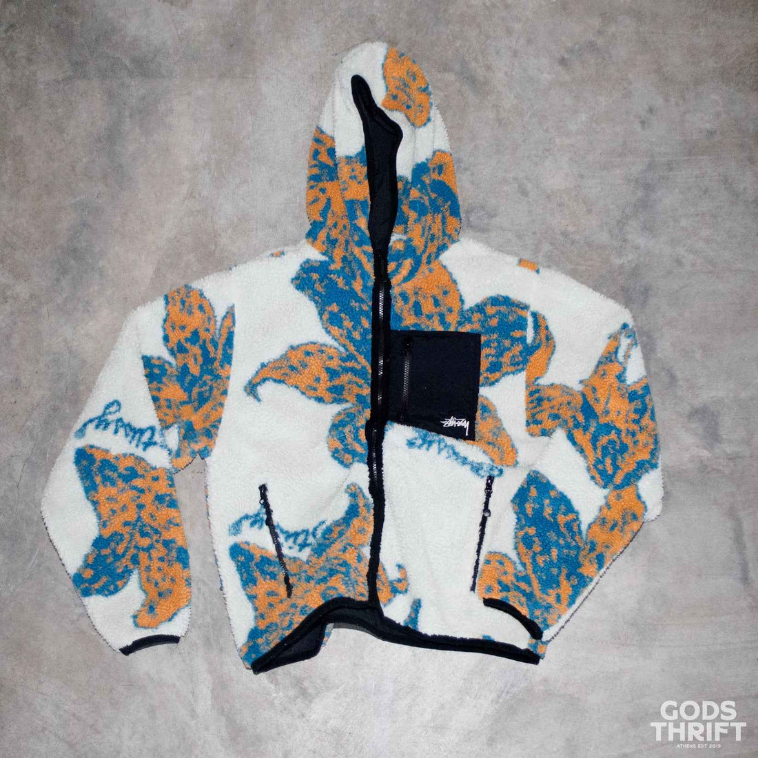 Stussy floral sherpa - Gods Thrift Athens