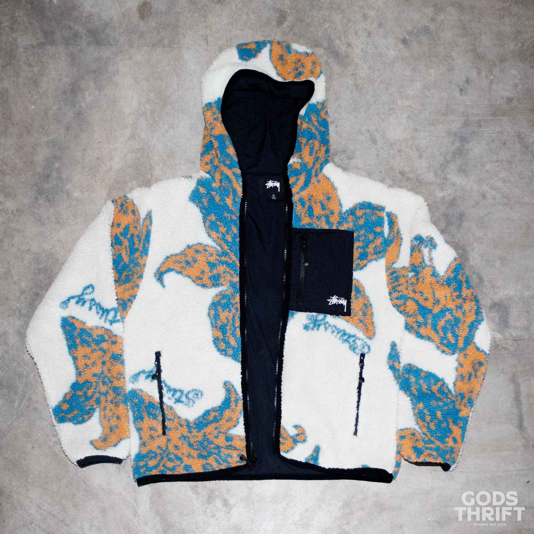 Stussy floral sherpa - Gods Thrift Athens