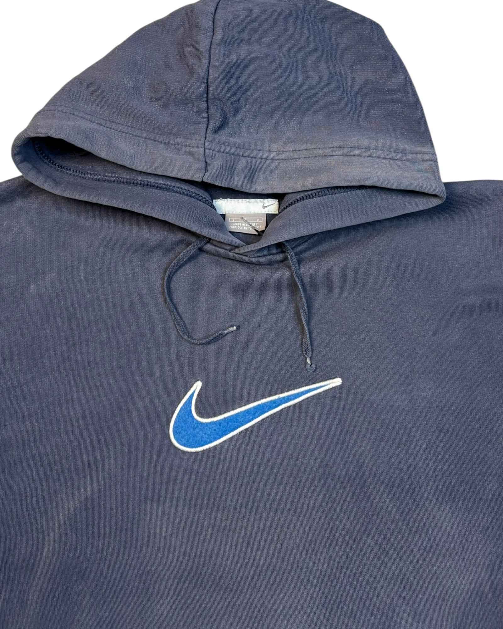 Vintage 00s Nike Center Swoosh Hoodie | Navy Blue | Size M