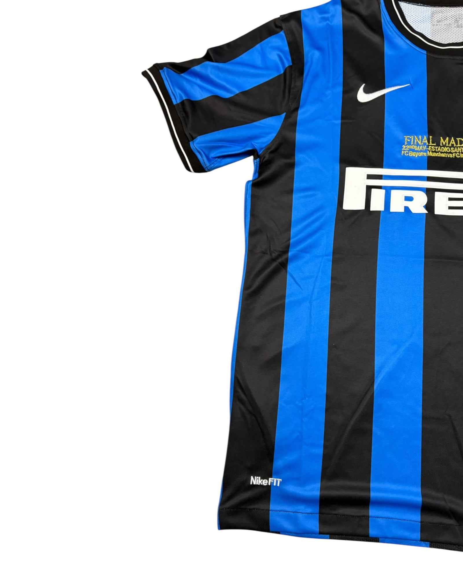 Nike Inter 2010 Home Jersey | Striped Black - Blue | Size XL