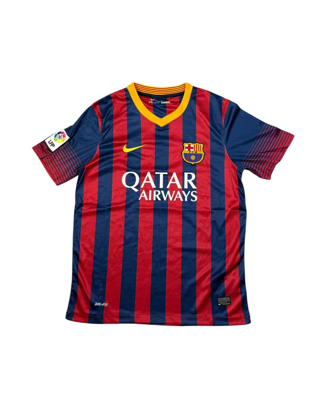 Nike Barcelona 2013-14 Home Jersey | Striped Red - Blue | Size M