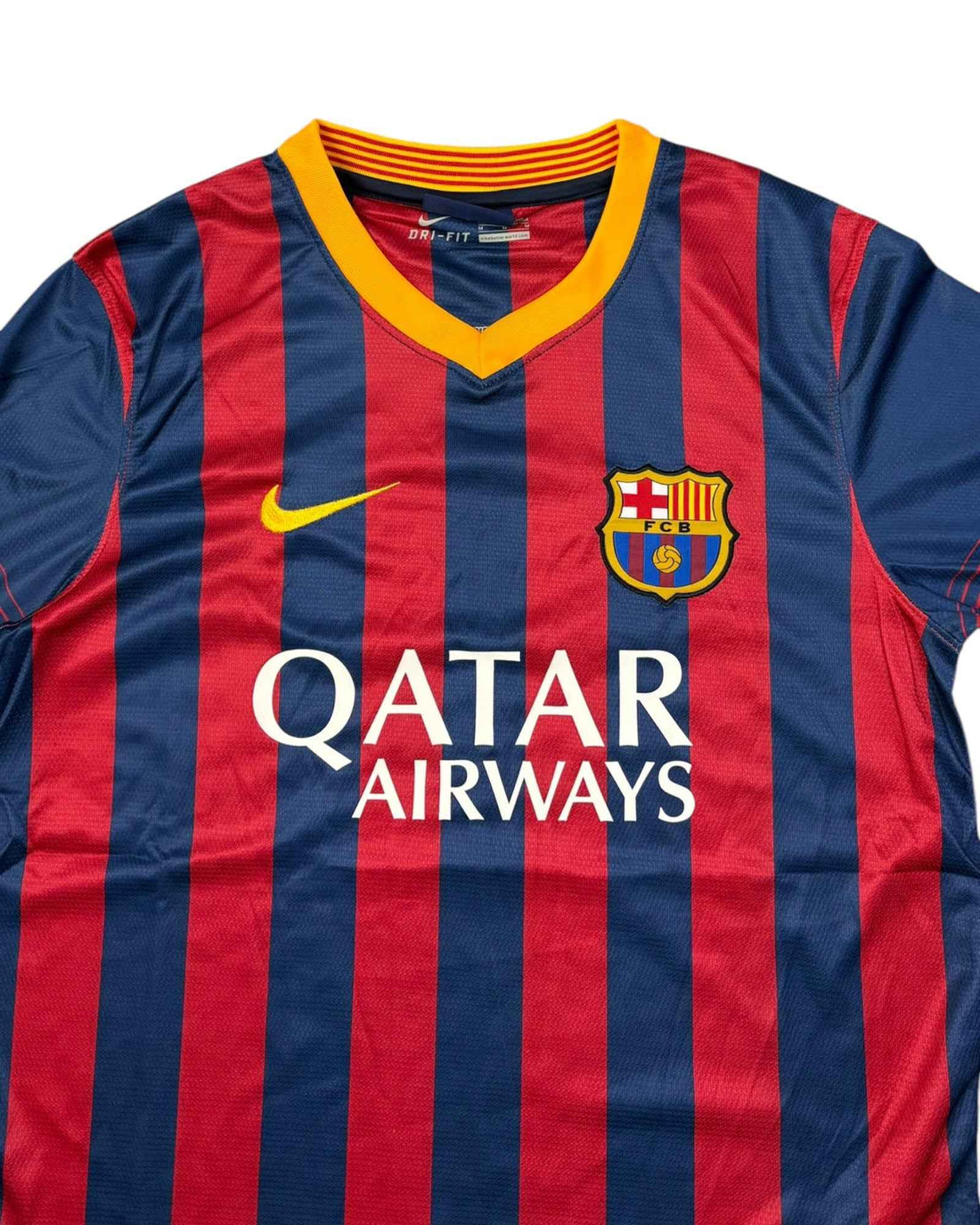 Nike Barcelona 2013-14 Home Jersey | Striped Red - Blue | Size M