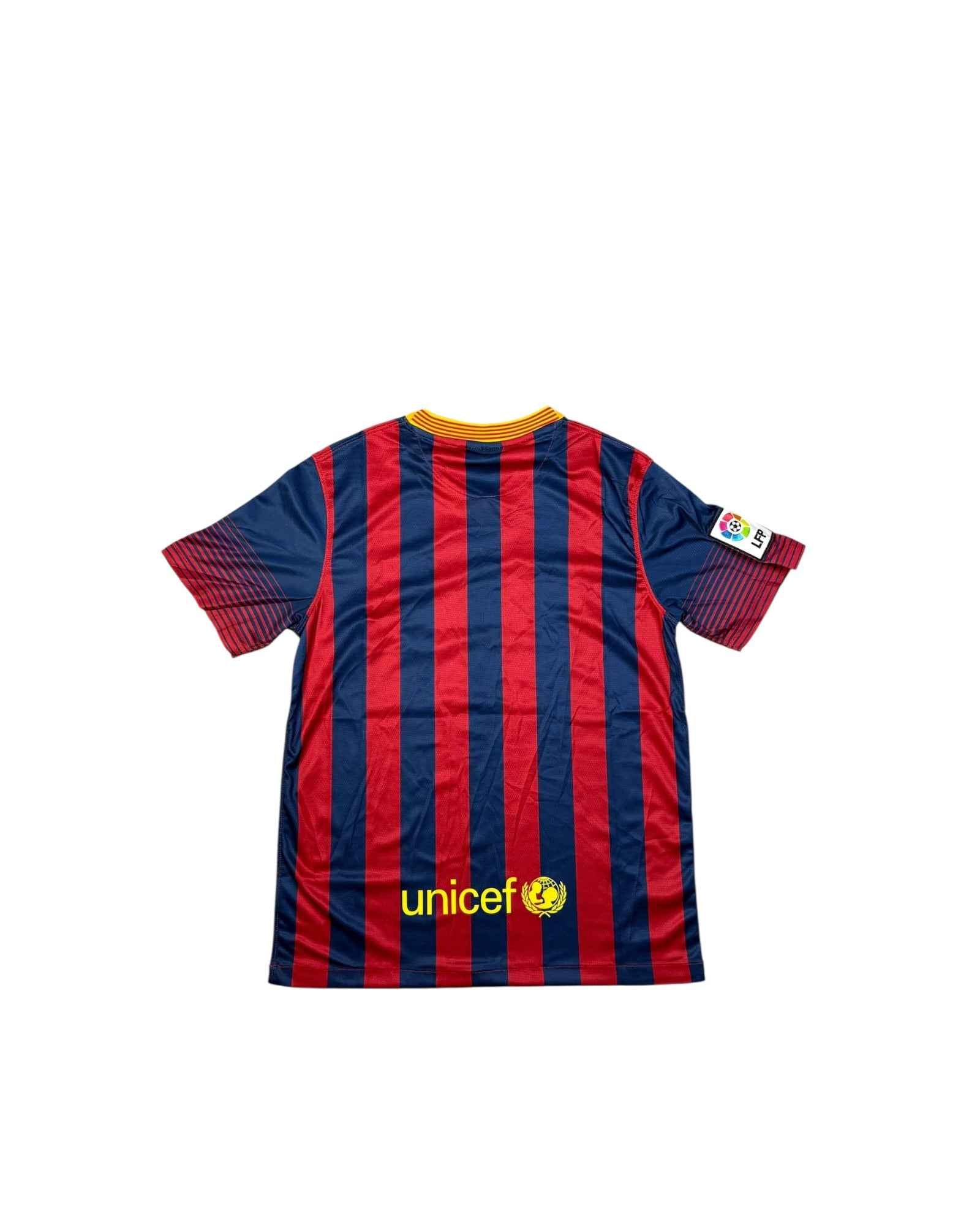 Nike Barcelona 2013-14 Home Jersey | Striped Red - Blue | Size M