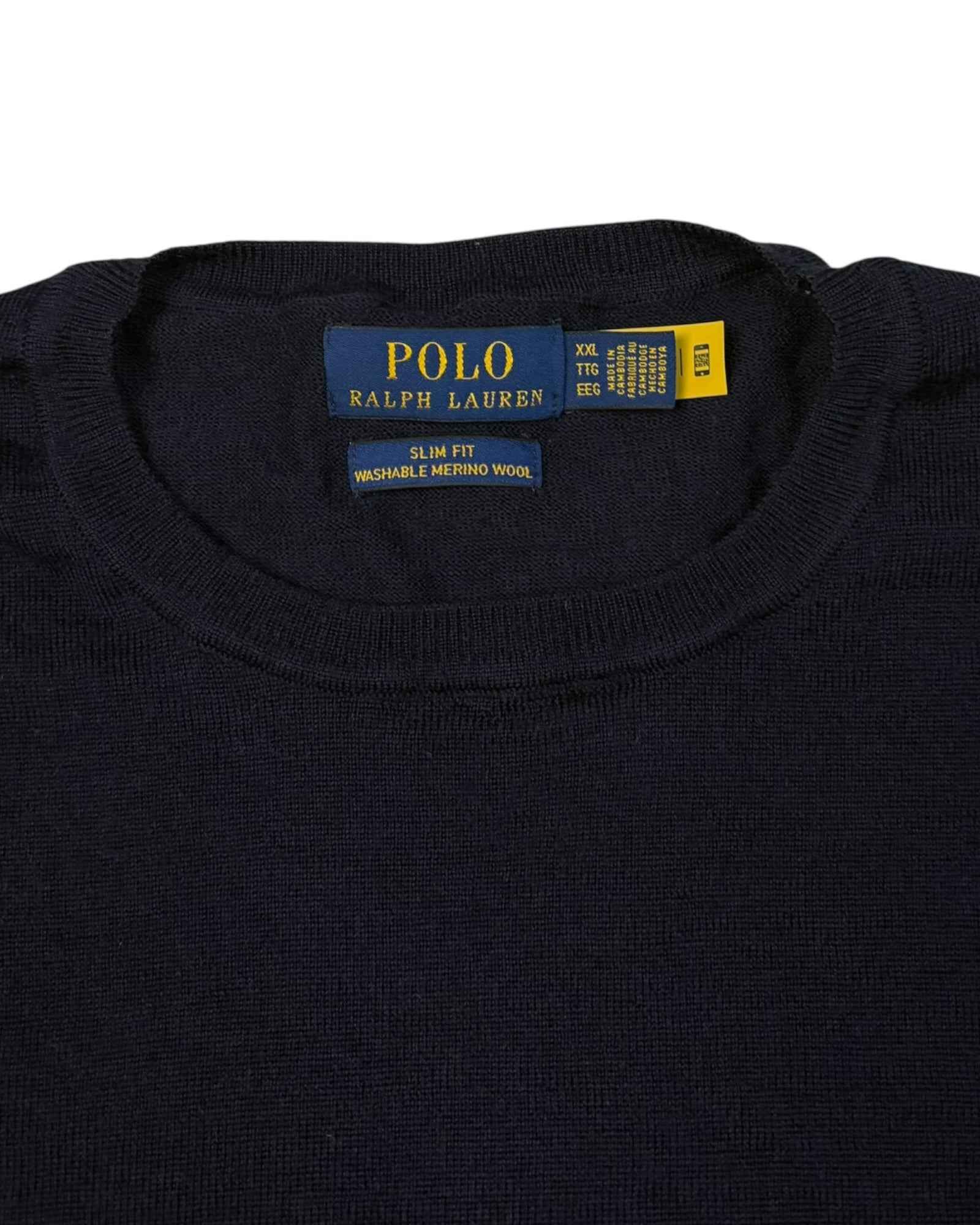 Polo Ralph Lauren Washable Merino Wool Knit Sweater | Navy Blue | Size 2XL