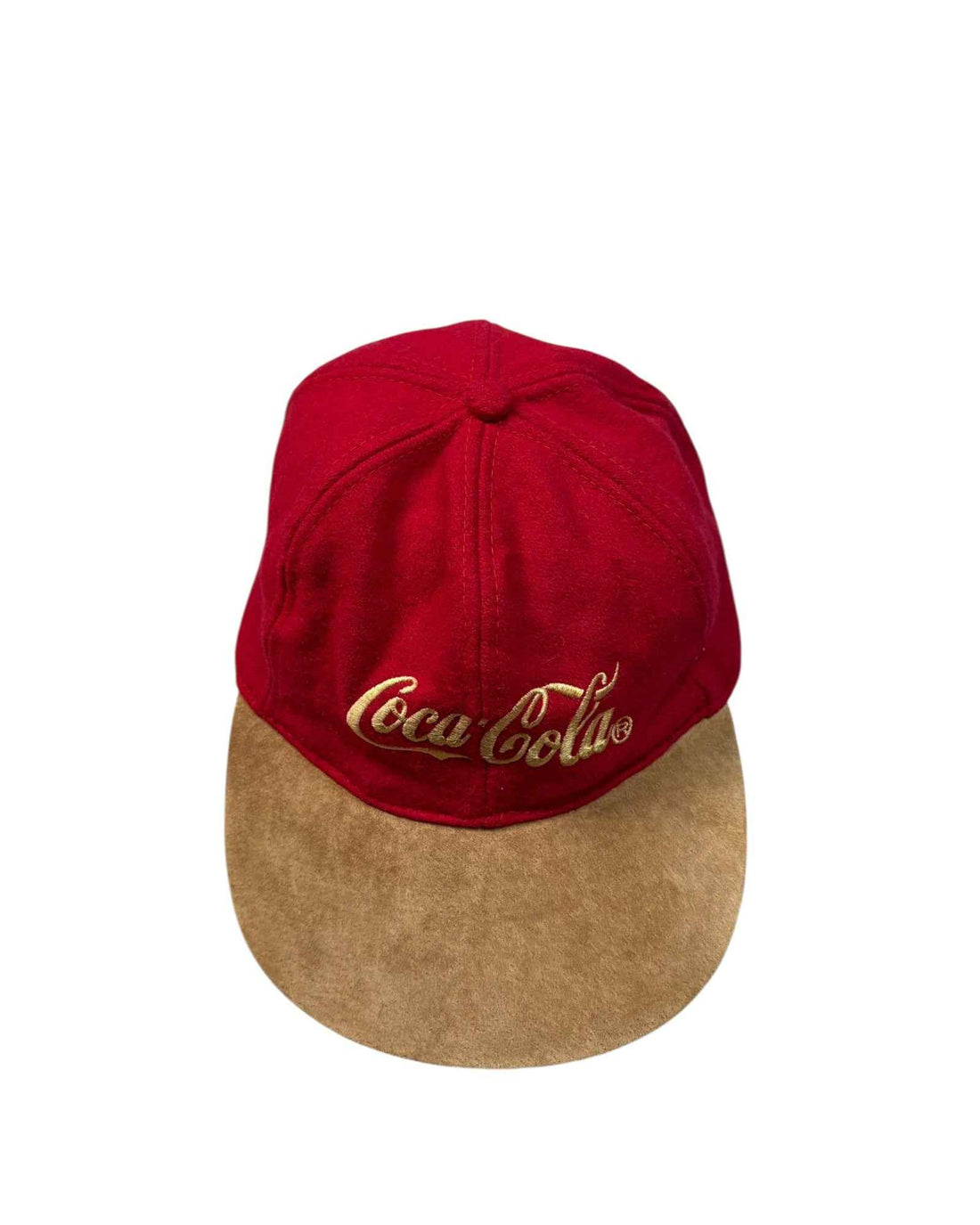 Vintage 90s Suede Coca Cola Hat | Red - Mustard | OS