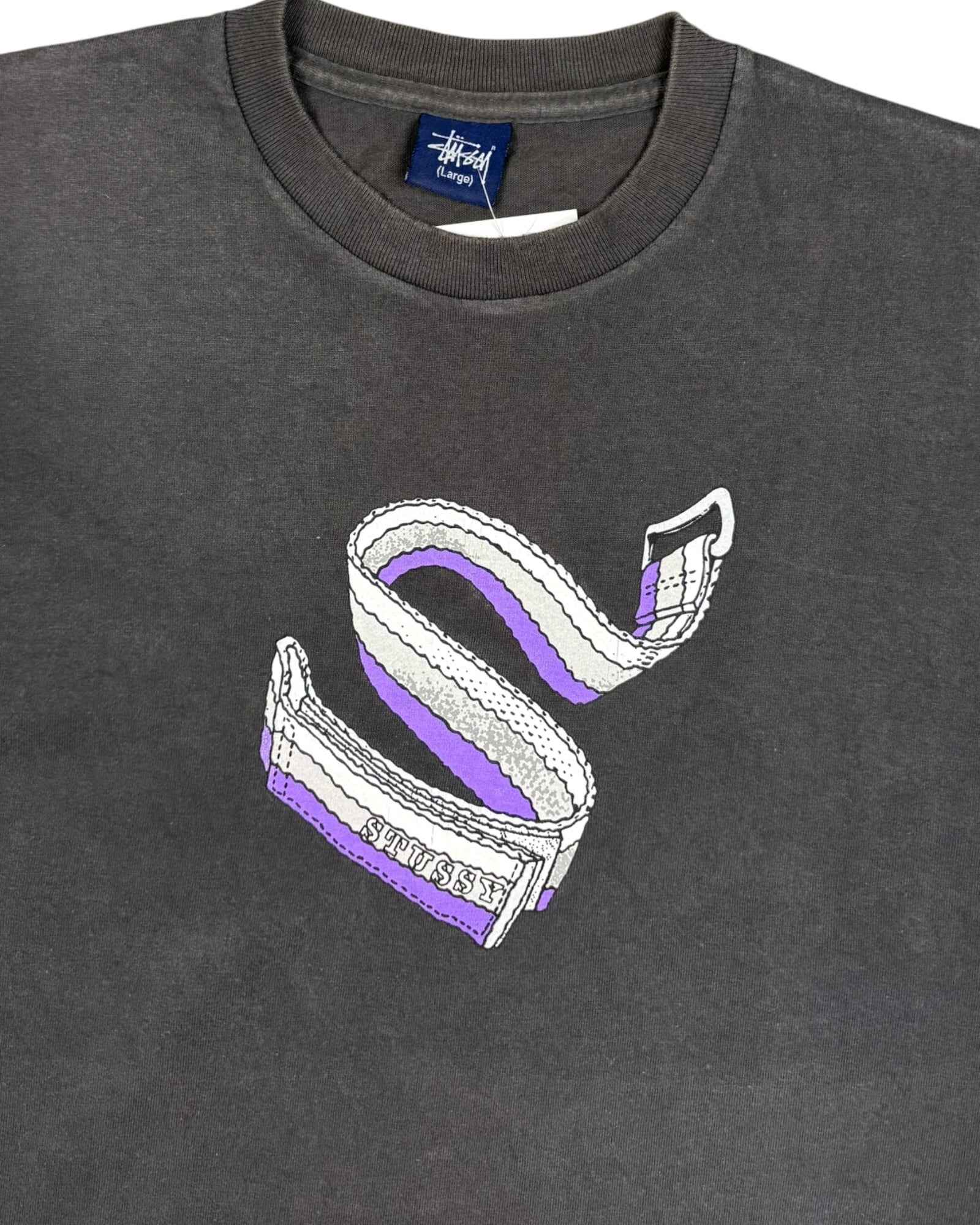 Vintage 90s Stussy T-shirt | Dark Grey | Size L - Gods Thrift Athens
