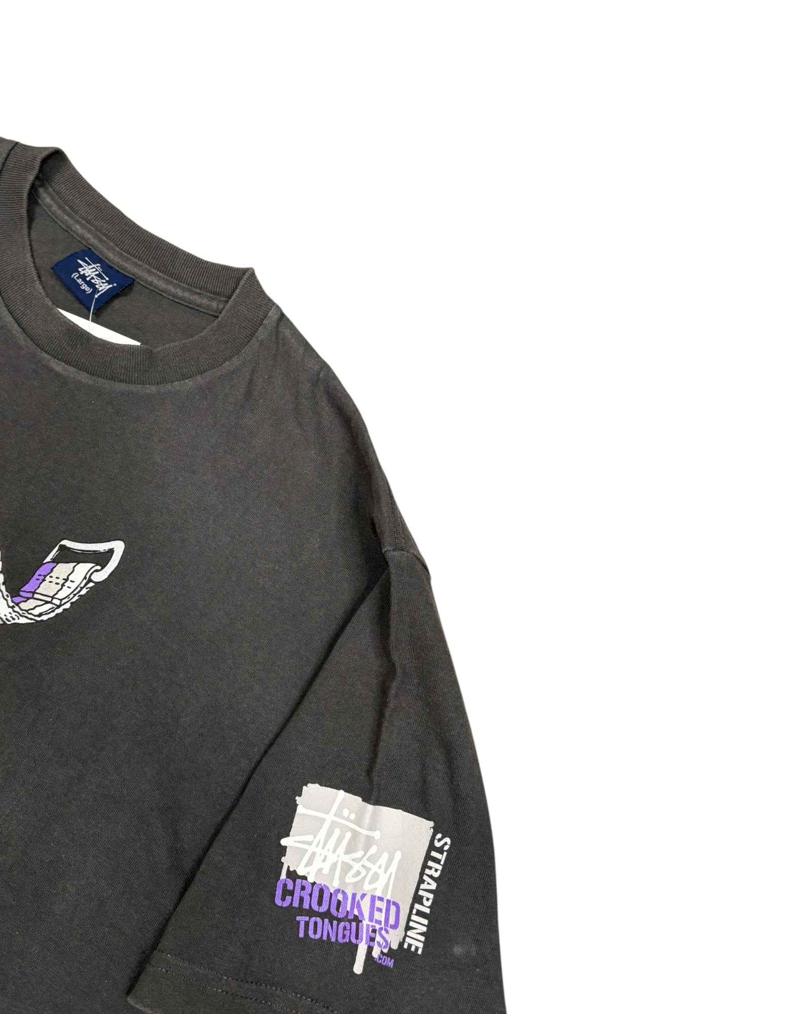 Vintage 90s Stussy T-shirt | Dark Grey | Size L
