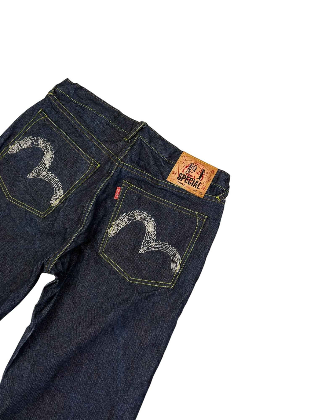 Vintage Rare 2004 Evisu Embroidered Dragon Daicoc Jeans | Navy Blue | W34 L35