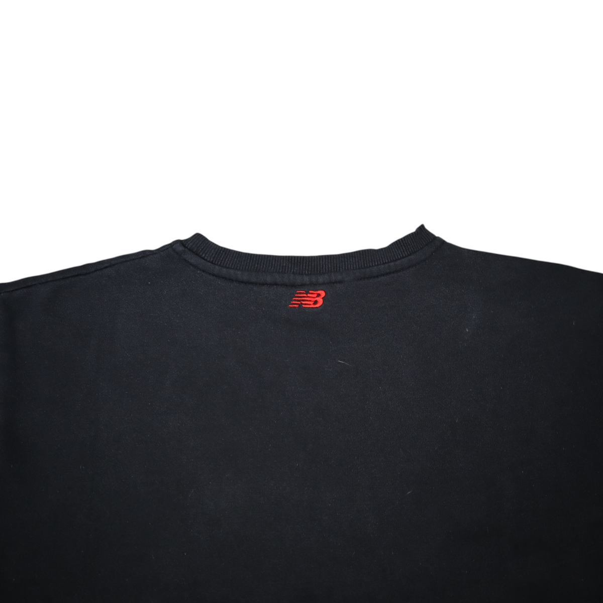 Gods Thrift Athens vintage black New Balance crewneck sweatshirt with small red embroidered logo at the neckline