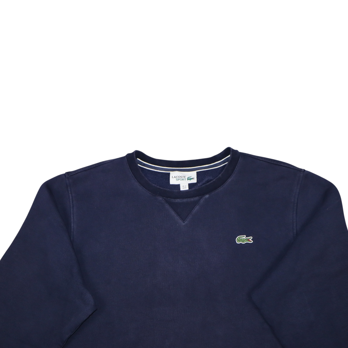 Gods Thrift Athens navy blue Lacoste Sport crewneck sweatshirt with signature crocodile logo on the chest