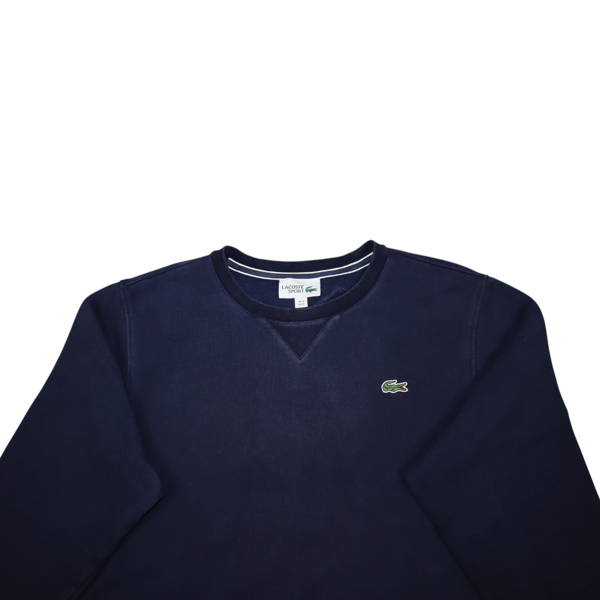 Gods Thrift Athens navy blue Lacoste Sport crewneck sweatshirt with signature crocodile logo on chest