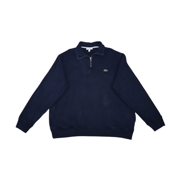 Gods Thrift Athens navy blue Lacoste quarter zip sweatshirt with a relaxed fit and iconic crocodile logo