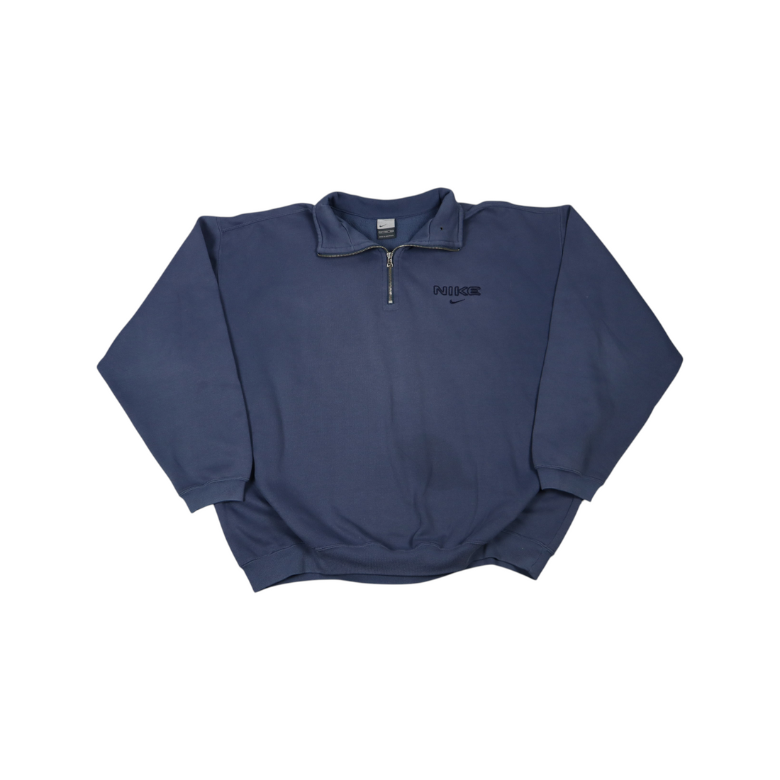 Gods Thrift Athens vintage 2000s navy blue Nike quarter zip sweatshirt with a relaxed boxy fit