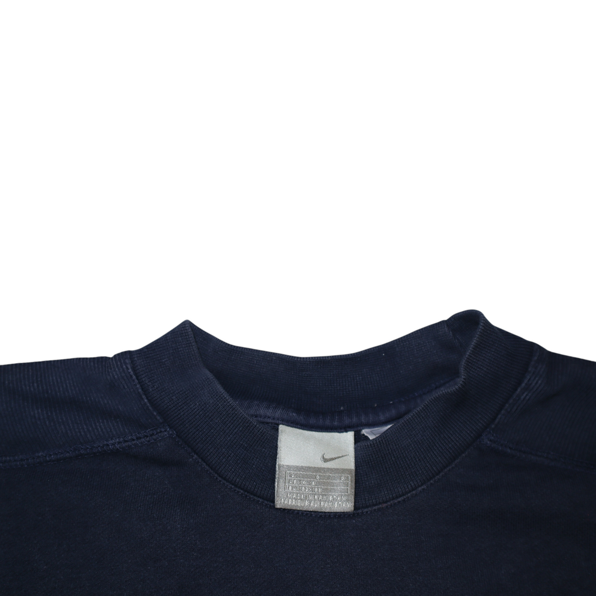 Gods Thrift Athens vintage navy blue Nike crewneck sweatshirt with ribbed collar and interior brand tag