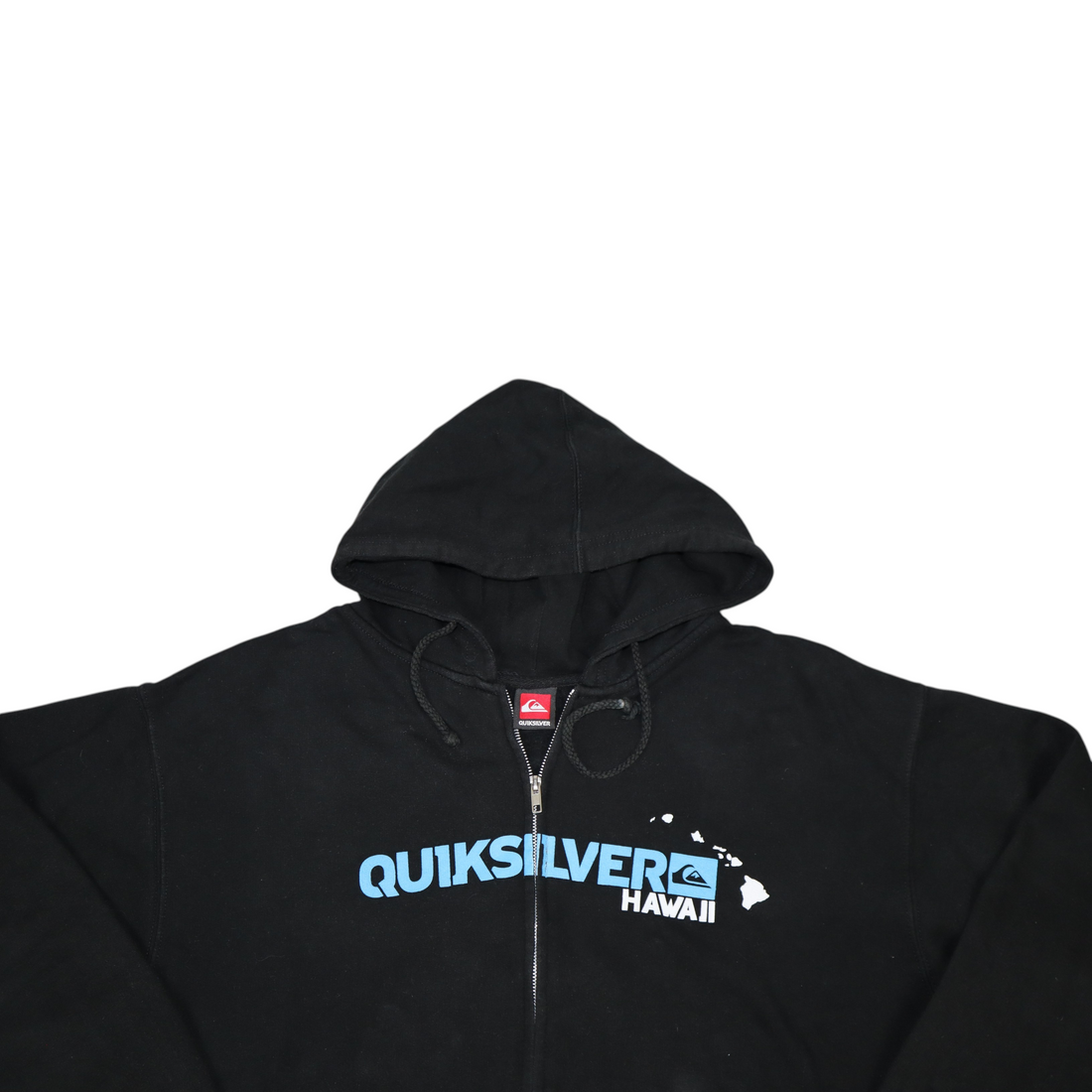 Gods Thrift Athens vintage black Quiksilver Hawaii zip-up hoodie with blue logo and comfortable baggy fit