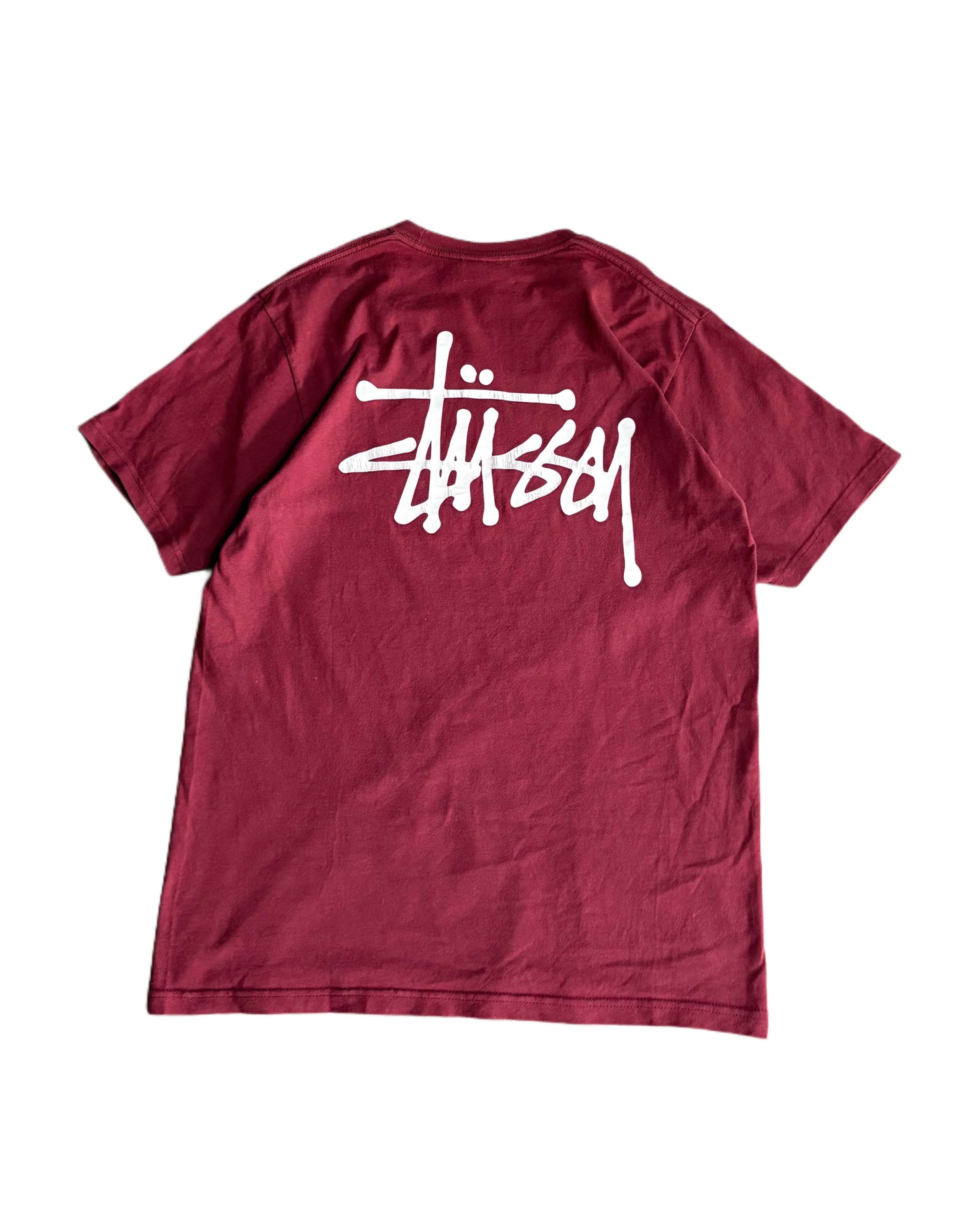 Stussy T-shirt Maroon (M) - Gods Thrift Athens